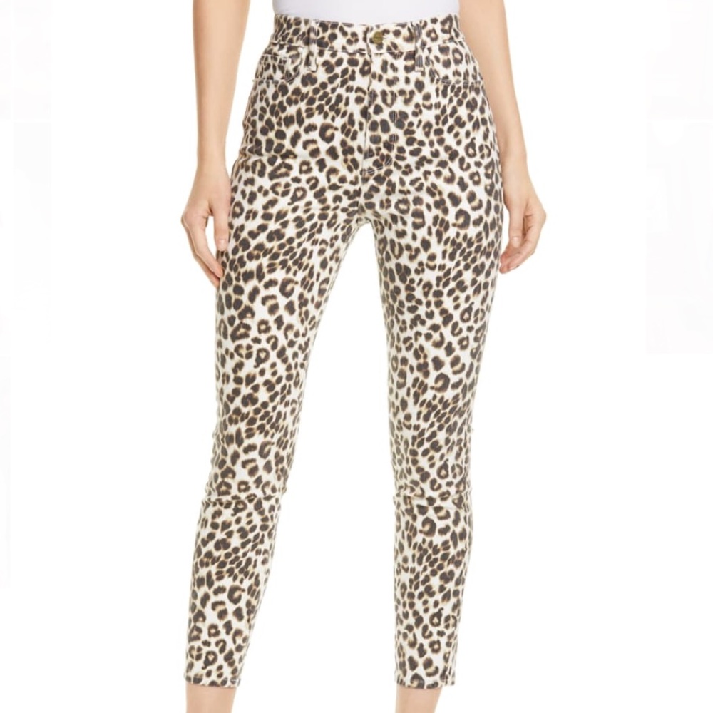 NWT Frame High Rise Cigarette Leopard Jeans